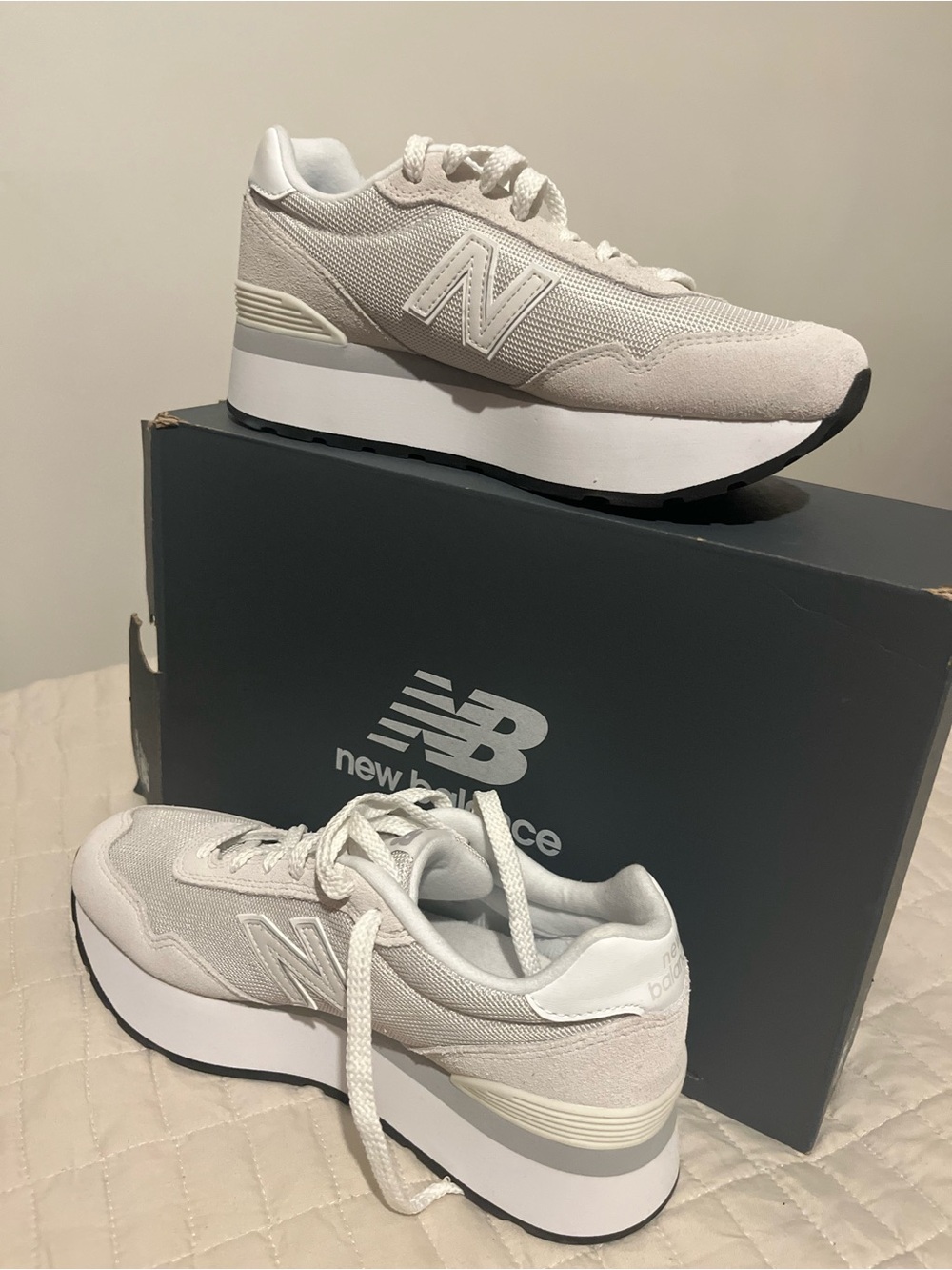 New Balance Women's Cream/White Platform Sneakers
